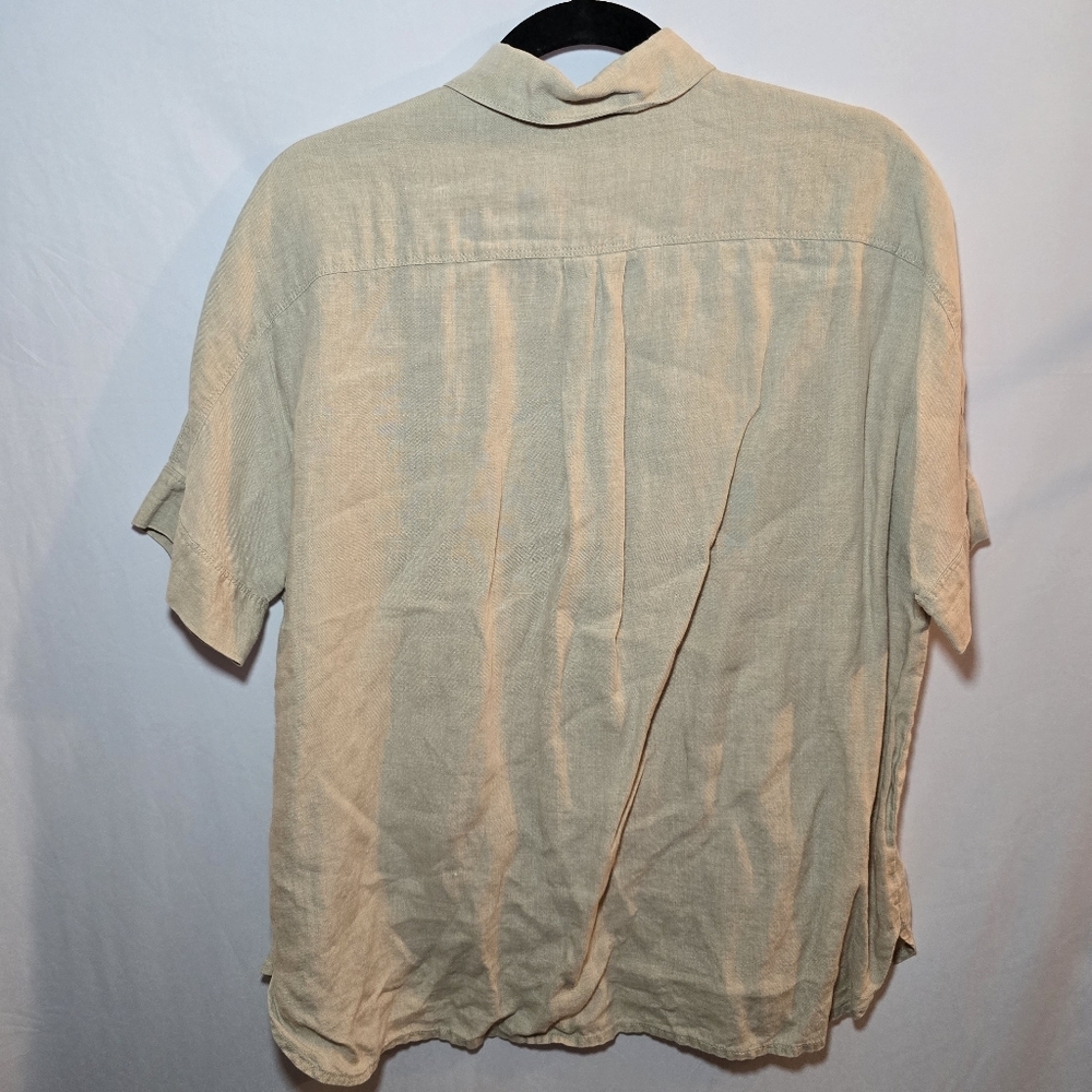 J Crew X Baird McNutt Irish Linen 100% Linen Button Front Short Sleeve Top, Sz 8 - Picture 4 of 4